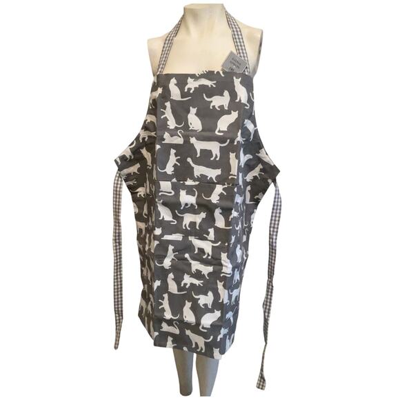 Apron Full Chef Cats Kittens Gray White NWT - Picture 3 of 5